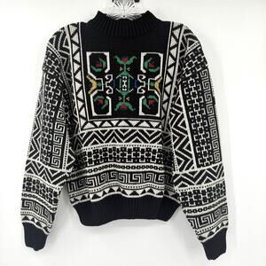 Vintage Demetre Sweater Womens L Acrylic Mock Neck Ski Retro Geometric 70's 80's